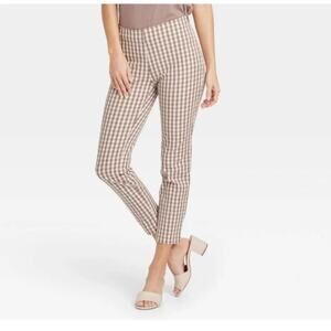 a new day Mid Rise Gingham Print Skinny Ankle Pants Size 8 Preppy Casual Neutral